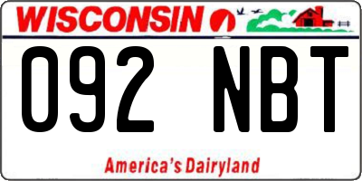 WI license plate 092NBT