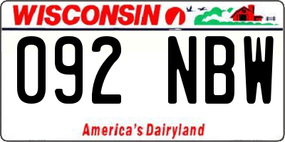 WI license plate 092NBW