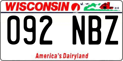 WI license plate 092NBZ