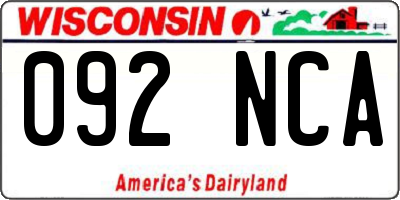 WI license plate 092NCA