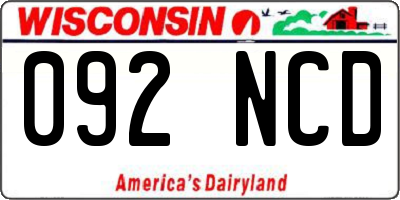 WI license plate 092NCD