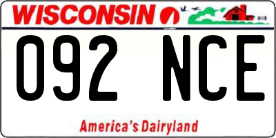 WI license plate 092NCE