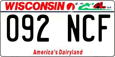 WI license plate 092NCF