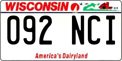WI license plate 092NCI