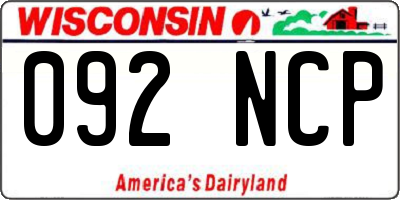 WI license plate 092NCP