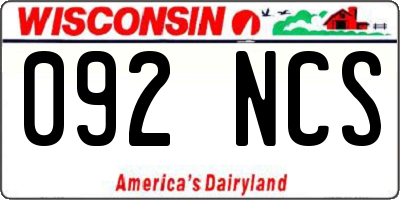 WI license plate 092NCS