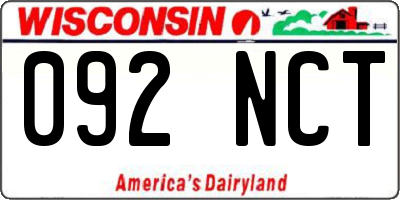 WI license plate 092NCT