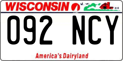 WI license plate 092NCY