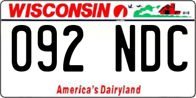 WI license plate 092NDC