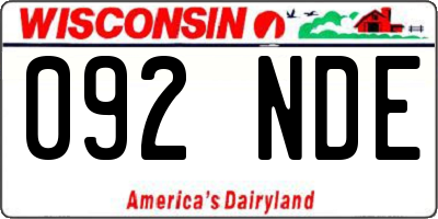 WI license plate 092NDE
