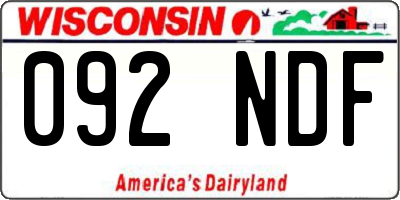WI license plate 092NDF