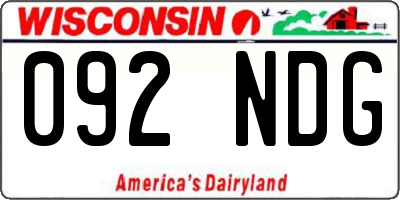WI license plate 092NDG