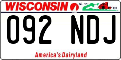 WI license plate 092NDJ