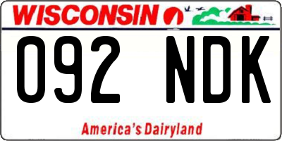 WI license plate 092NDK