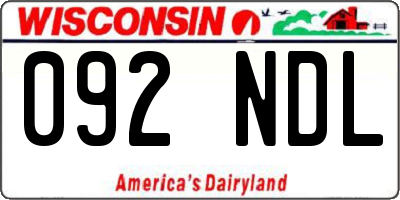WI license plate 092NDL
