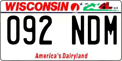WI license plate 092NDM