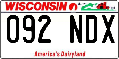 WI license plate 092NDX