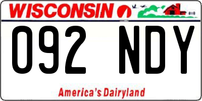 WI license plate 092NDY