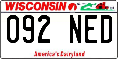 WI license plate 092NED