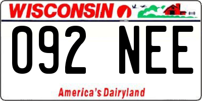 WI license plate 092NEE