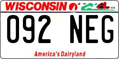 WI license plate 092NEG