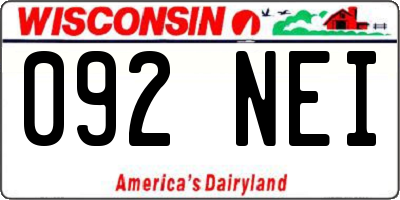 WI license plate 092NEI