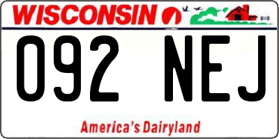 WI license plate 092NEJ