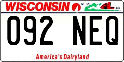 WI license plate 092NEQ