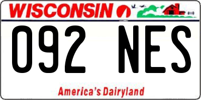 WI license plate 092NES