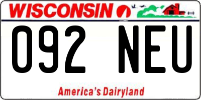 WI license plate 092NEU