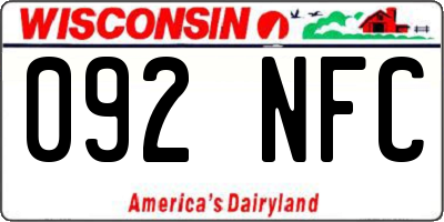 WI license plate 092NFC