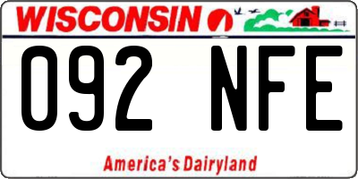 WI license plate 092NFE