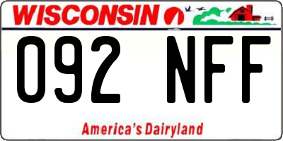 WI license plate 092NFF