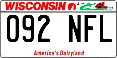 WI license plate 092NFL