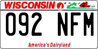 WI license plate 092NFM