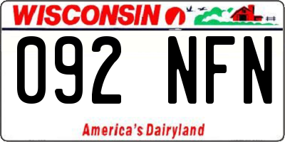 WI license plate 092NFN