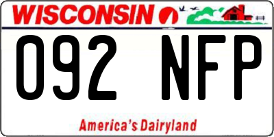 WI license plate 092NFP