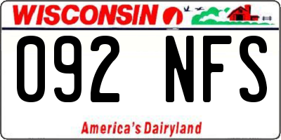 WI license plate 092NFS