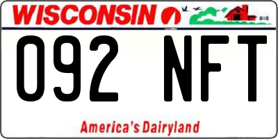 WI license plate 092NFT