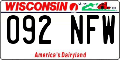 WI license plate 092NFW