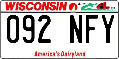 WI license plate 092NFY