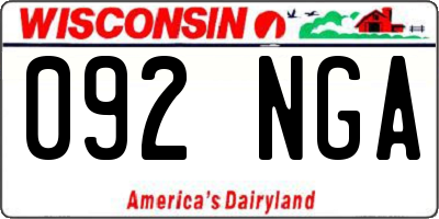 WI license plate 092NGA