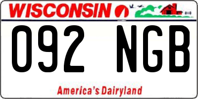 WI license plate 092NGB