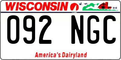 WI license plate 092NGC