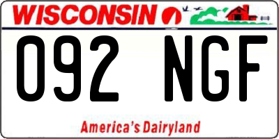 WI license plate 092NGF
