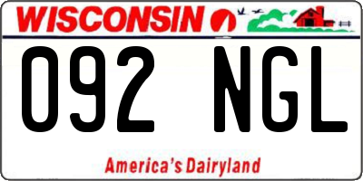 WI license plate 092NGL
