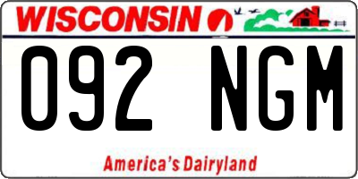 WI license plate 092NGM