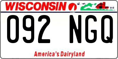 WI license plate 092NGQ