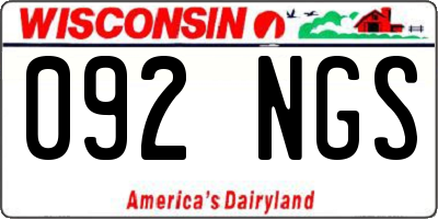 WI license plate 092NGS