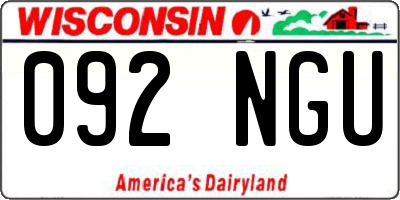 WI license plate 092NGU